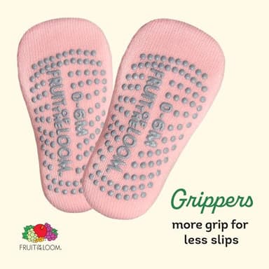 Fruit of the Loom Cotton Grip Socks for Baby and Toddler - Pink Pastel (4-5 Years) - Image 3