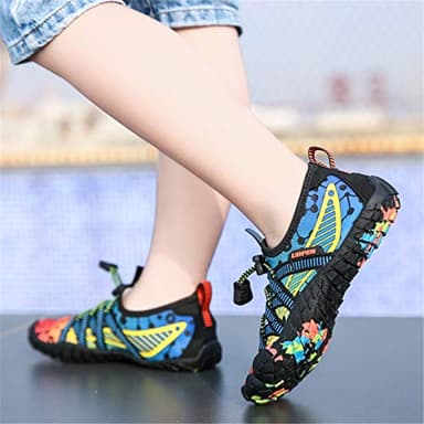 UBFEN Water Shoes for Kids Boys Girls Aqua Socks Barefoot Beach Sports Swim Pool Quick Dry Lightweight Toddler Little Big Kid C Blue Orange 2 Big Kid - Image 6