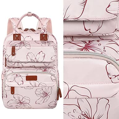 Diaper Bag Backpack, Baby Girl Diaper Bag for Mom, Large Pink Floral Diaper Bag Backpack for Girls, Waterproof Mom Backpack for Work Travel Holiday with Insulated Pockets and Stroller Straps - Image 3