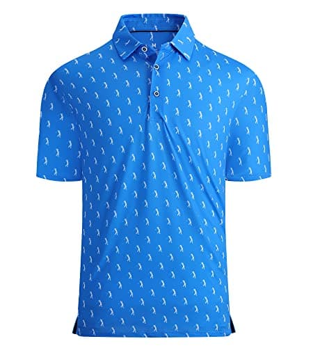 Alex Vando Mens Golf Shirt Moisture Wicking Quick-Dry Print Performance Polo Shirts for Men,Royal Sweep Men,XL - Image 1