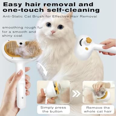 Pet Steam Brush for Dog & Cat – 3-in-1 Spray Hair Removal Comb – Steam for Shedding & Grooming – Water Brush for Long & Short Haired Pets – Spritz Defur Comb – Includes Waterless Shampoo - Image 8