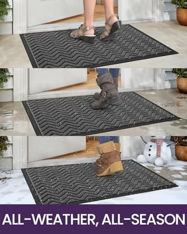 DEXI Front Door Mat Outside Entrance, 2x4 ft Rubber Entry Doormat Heavy Duty, Welcome Mats Non Slip for Inside House Floor Entryway Double Doors Exterior Patio, Chevron Dark Grey - Image 4