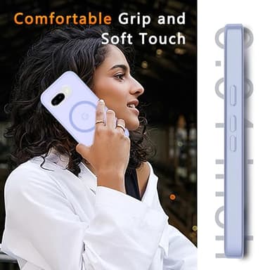 LATVIN Phone Cover for Google Pixel 9a Case | with 1 Screen Protector, Compatible with MagSafe, Magnetic, Military Grade Protection, Translucent Matte Frosted Back, Lavender Purple - Image 7