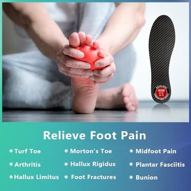 Carbon Fiber Insole 1 Pc, Rigid Thin Foot Plate Shoe Insert for Men Women, Support Turf Toe, Foot Fractures, Morton's Toe, Morton Extension, Hallux Rigidus and Limitus - Alternative to Post Op Shoe - Image 2