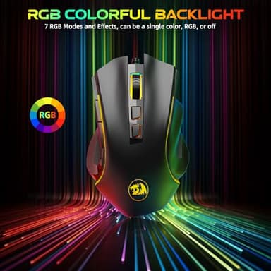 Redragon M602 Gaming Mouse, Ergonomic RGB Gaming Mouse Wired with 7200 Adjustable DPI, 9 Programmable Buttons, Professional Software for Gamer Office [Black] - Image 7