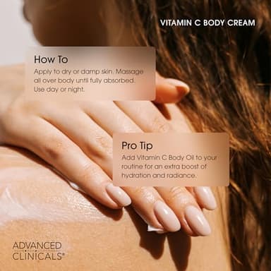 Advanced Clinicals Vitamin C Cream Visibly Brightening Body Lotion | Vitamin C Moisturizer Skin Care Body Cream For Women & Men Helps Visibly Improve Look Of Dark Spots & Uneven Skin Tone, 16 Ounce - Image 6