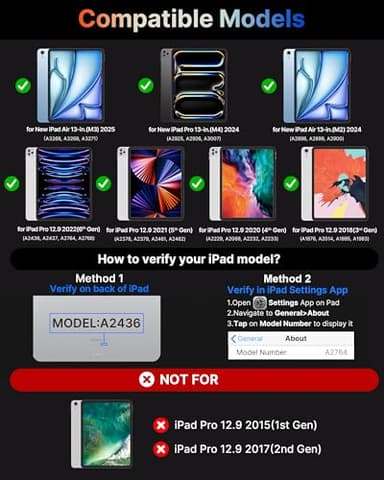 typecase Touch Case with Keyboard for iPad Pro 13-inch(M4, 2024), iPad Air 13-inch(M3, 2025/M2, 2024) & iPad Pro 12.9(6th/5th/4th/3rd Gen), Trackpad, 360° Rotatable, 11-Colors Backlit, Midnight Gray - Image 2