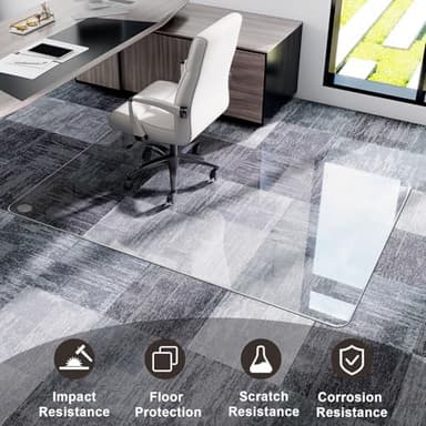 GLSLAND 47"x40" Tempered Glass Chair Mat Heavy-Duty Floor Protector for Carpet & Hard Floors Scratch-Resistant Office Computer Desk Mats Clear - Image 6
