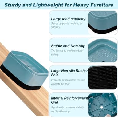 Kvoike 12 Pack Furniture Risers, Adjustable Bed Risers Heavy Duty Stackable Bed Raisers for Table Desk Couch Chair Sofa Cabinet Bed Legs Lift Height 1" - Image 3