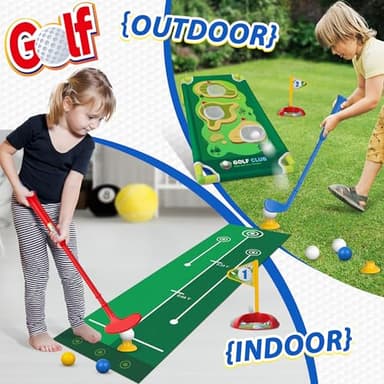 Liberry Toddler Golf Set for 2 3 4 5 Years Old Boys Girls, Upgraded Kids Golf Cart with Golf Cornhole Board & Putting Mat, Indoor and Outdoor Golf Toys Birthday Gift - Image 6