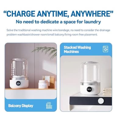 Ye02 Underwear Washer, 2025 New mini portable washing machine, for Bras/Underwear/Socks, Rechargeable Cordless Mini Washing Machine for Home, Apartment, Camping, Travel - Image 4