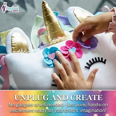 Pinwheel Crafts Unicorn Pillow Kit - DIY Arts and Crafts for Kids Ages 6 7 8-12+ Years, No Sewing Kit for Kids, Unicorn Pink Pillow Craft Kits for Birthday, Christmas Gifts for Girls - Image 6