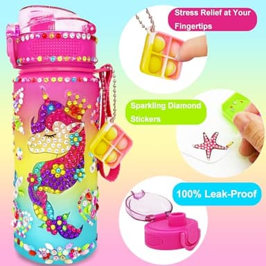 MHMYDIS Decorate Your Own Water Bottle - Arts and Crafts for Girls 4 5 6 7 8 - Unicorn Diamond Painting Craft - Fun Birthday Christmas Gifts for Kid 6-12 (Unicorn) - Image 6