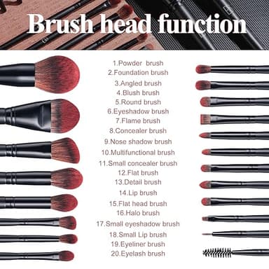 BS-MALL Makeup Brushes Set Professional – 20Pcs Premium Synthetic Foundation Powder Concealers Eye shadows Blush Makeup Brushes with Black case - Image 3