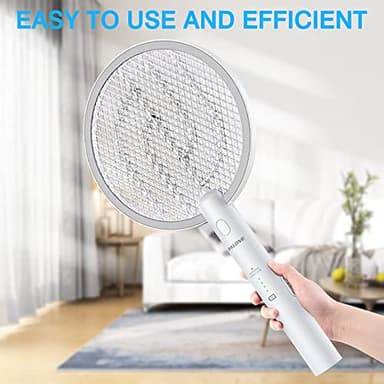 PALONE Electric Fly Swatter 3000V Bug Zapper Racket 2 in 1 Fly Swatter with 1200mAh Battery Rechargeable Mosquito Killer Lamp with 3 Layers Safety Mesh for Indoor and Outdoor (2 Pack) - Image 7