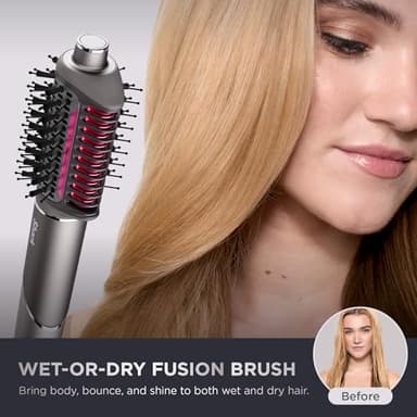 Shark FlexFusion Hair Straightener & Powerful Hair Dryer with Fusion Hair Brush, Ceramic Air Styler with Auto-Wrap Hair Curlers, Concentrator, & FrizzFighter, Ceramic Plates, Metallic Mist, HD651S - Image 3