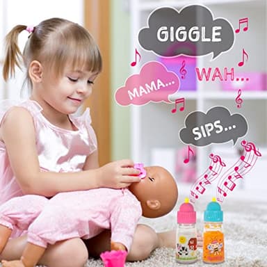 My Sweet Baby® Talking Doll Feeding Set – 2 Disappearing Bottles with Sounds (Milk & Juice), Sound Pacifier with Clip, Squeaky Tips – Toy Accessories for Dolls - Image 6