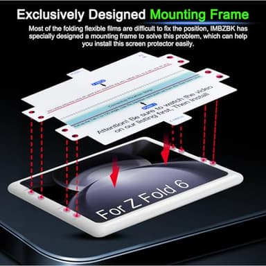 IMBZBK 9 in 1 for Samsung Galaxy Z Fold 6 Screen Protector, 3 Inside Flexible Film + 3 Front Tempered Glass + 3 Camera Lens Protector Accessories with Installation Frame No bubbles - Image 3