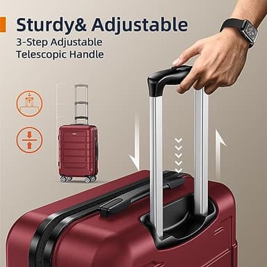 SHOWKOO Luggage Sets Expandable PC+ABS Durable Suitcase Double Wheels TSA Lock Red - Image 6