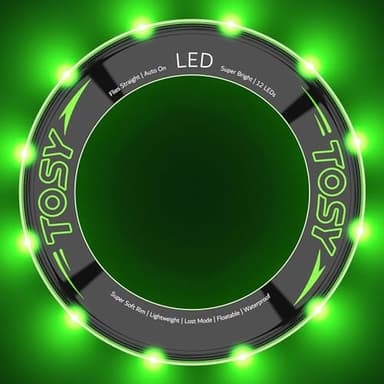 TOSY Flying Ring - 12 LEDs, Super Bright, Lost Mode, Auto Light Up, Camping Essentials for Kids/Teens/Boy/Girl, Safe & Soft, Waterproof, Pool/Beach Games, Lightweight Toy (Green) - Image 2