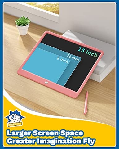 TEKFUN Teen Girl Gifts Ideas, 15inch LCD Writing Tablet for Kids Age 8-10 and Up, Doodle Board 4 5 6 7 Year Old Girl Toys, Mothdays Day Gifts Homeschool Supplies Easter Gifts for Adults(Pink) - Image 2