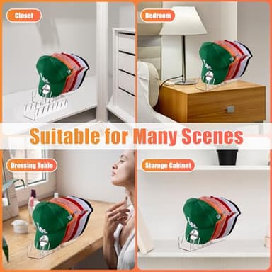 Hat Stand for Baseball Caps, 2 Pack No Install Acrylic Hat Organizer for 14 Baseball Caps Storage Organizer, Hat Racks Hat Holder Display and Organization for Closet, Bedroom, Dresser (Clear-2Pack) - Image 5