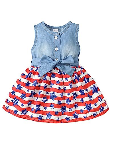Toddler Baby Girl Clothes 4th of July Dresses Summer Independence Day Outfit Patriotic Fourth of July Shirt Dress Sundress 3T 4T Girl Clothes - Image 1