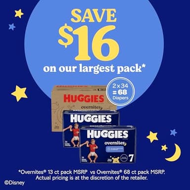 Huggies Size 7 Overnites Baby Diapers: Overnight Diapers, Size 7 (41+ lbs), 68 Ct (2 Packs of 34), Packaging May Vary - Image 5