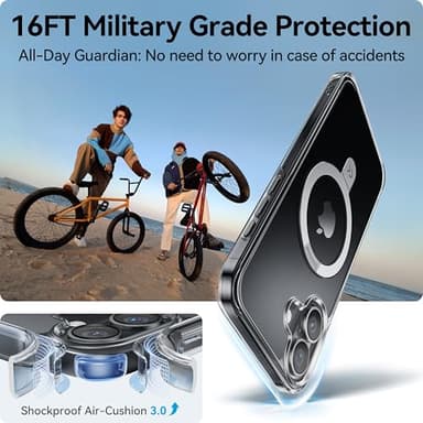 CASEKOO for iPhone 16 Case Clear with Ultra Magnetic Invisible Stand [Compatible with MagSafe] [16FT Military-Grade Protection] Transparent Slim Phone Grip Ring Cover 6.1 inch, Clear - Image 5