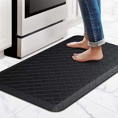 HappyTrends Floor Mat Cushioned Anti-Fatigue ,17.3"x28",Thick Waterproof Non-Slip Mats and Rugs Heavy Duty Ergonomic Comfort Rug for Kitchen,Floor,Office,Sink,Laundry,Black - Image 1