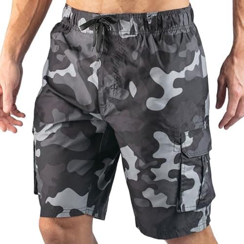 Kanu Surf Men's Barracuda Swim Trunks (Regular & Extended Sizes), Camo Black, 4X - Image 1