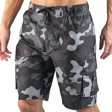 Kanu Surf Men's Barracuda Swim Trunks (Regular & Extended Sizes), Camo Black, 4X - Image 1