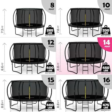 Trampoline for Kids and Adults - 8Ft 10Ft 12Ft 14FT Trampoline with Net - with Bonus Sprinkler and LED Lights/ASTM Certified/Extra Sturdy Recreational Outdoor Trampolines - Image 5