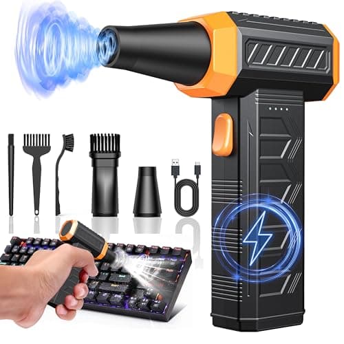 Electric Air Duster, 32,0000 RPM Compressed Air Duster & Blower, 7600mAh Rechargeable, 3-Speed LED Keyboard Cleaner for PC/Computer/Car, No Canned Air - Turbo Fan, Battery Powered - Image 1