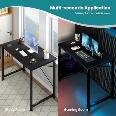 OLIXIS 47 Inch Home Office Desk, Small Computer Work Table with X-Shaped Reinforcement, Home Simple Modern Writing Study Table, Black - Image 7