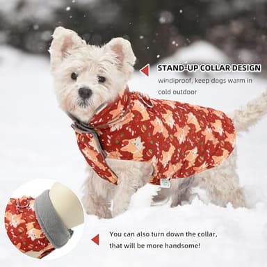 Mile High Life Dog Warm Coat, Small Dog Winter Jacket Windproof Water Resistant Cold Weather Coats Cozy Snow Jacket Vest for Puppies (Red, X-Small Chest 11.8") - Image 3