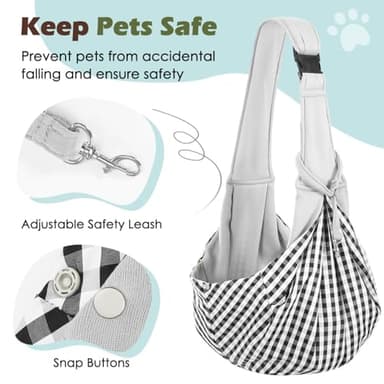 Pawaboo Small Dog Sling Carrier, Reversible Hands Free Dog Sling Carrier for Small Dogs and Cats, Puppy Sling Carrier with Adjustable Strap Buckle & Safety Harness, Puppy Essentials, Grey - Image 4