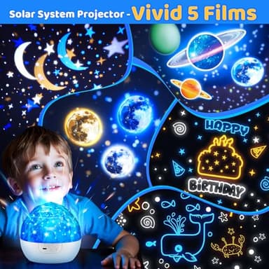 Solar System for Kids Projector Night Light, 360°Rotating+5 Films Planet Space Projector for Bedroom, Bright Night Light for Boys Room, Space Toys for Kids 3-5, Solar System Planet Toys for Boy Gifts - Image 2