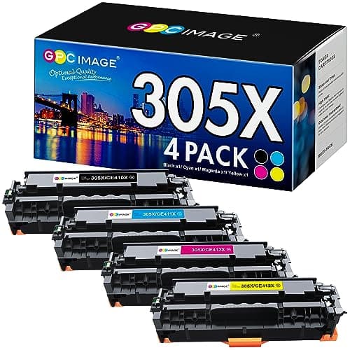 GPC Image Remanufactured 305X Toner Cartridge Replacement for HP 305X 305A CE410X Works for Laserjet Pro 400 300 M451dw M451dn M451nw MFP M475dw M475dn M375nw Printer(Black, Cyan, Magenta, Yellow) - Image 1