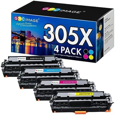 GPC Image Remanufactured 305X Toner Cartridge Replacement for HP 305X 305A CE410X Works for Laserjet Pro 400 300 M451dw M451dn M451nw MFP M475dw M475dn M375nw Printer(Black, Cyan, Magenta, Yellow) - Image 1
