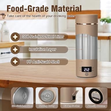 Travel Electric Kettle Portable Mini Kettle,Small Hot Water Boiler with 4 Temperature Settings,304 Stainless Steel, Fast Boiling Water with Auto Shut-Off and Boil Dry Protection,400 ml (Brown, 400ML) - Image 6