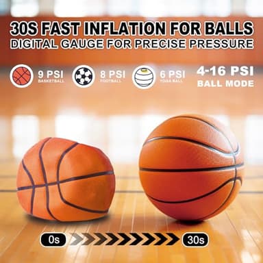 Tire Inflator Portable Air Compressor, Air Pump for Car Tires, Bike Pump, Portable Tire Inflator for Car, Motorcycle, Bicycle, Balls - 150PSI, 6000mAh Battery, LED Light Auto Shut-Off Function - Image 9