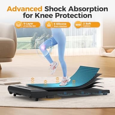 HiFast Walking Pad, Under Desk Treadmill with Incline, 300 Lbs Capacity Portable Treadmills for Home Office, 2 in 1 Mini Desk Treadmill with Remote Control, LED Display Black (Black) - Image 8