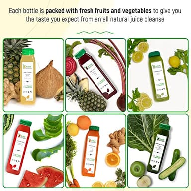 1 Day Juice Cleanse by Raw Fountain, Tropical Flavors, All Natural Raw, Cold Pressed Fruit and Vegetable Juices, Detox Cleanse, 6 Bottles 12oz, 3 Bonus Ginger Shots - Image 2