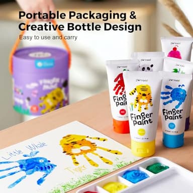 Jar Melo Washable Finger Paints for Toddlers, 12 Colors Large Capacity (2.1fl oz), Non Toxic Baby Paint for Hand and Feet, Safe Art Supplies, Preschool Learning Gifts for Kids Age 2+ - Image 3