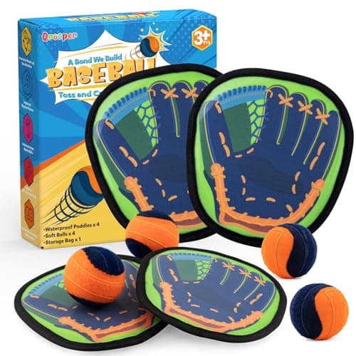 Qrooper Toss and Catch Ball Game Kids Toys for 3 4 5 6 7 8 Year Old Boys Girls Birthday Gift, Outdoor Games Camping Yard Play Outside Beach Pool Toys for Kids Ages 4-8 8-12 Toddler Baseball Glove - Image 1