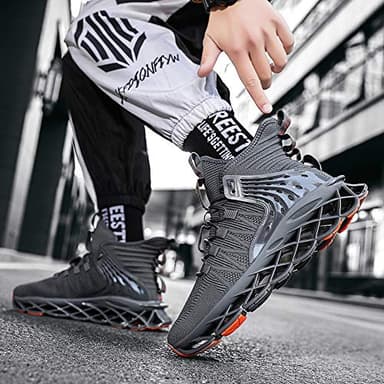 Hello MrLin Men's Running Shoes Non Slip Athletic Tennis Walking Blade Type Sneakers Hip Hop Grey - Image 4