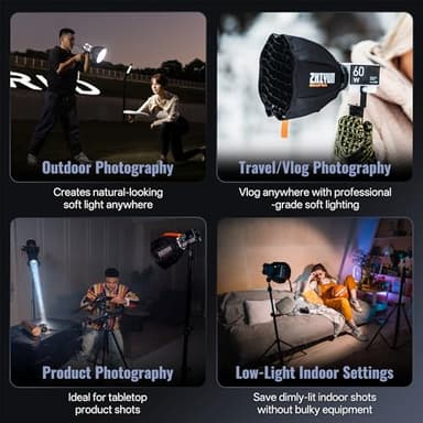 ZHIYUN Mini Octagonal Softbox ZY Mount [Official] Quick Folding Quick Set Up with Diffusers/Honeycomb Grid Compatible with X100 X60 Serise CX100 G60 CX50 Soft Light Video Recording Portraits Shooting - Image 7