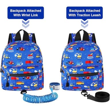Accmor Toddler Backpack Harness Leash, Mini Baby Walking Backpacks with Anti Lost Wrist Link, Cute Truck Kids Back Pack Harnesses Leashes Tether for 1-3 Yeas Boys Outdoor Travel - Image 4