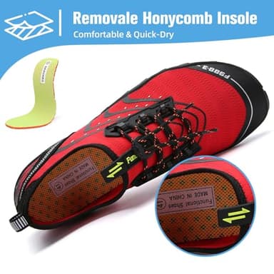 Mishansha Water Shoes for Women Men Barefoot Beach Shoe Quick Dry Aqua Swim Socks for Surfing Yoga Size 15 Women/ 13.5 Men Red - Image 3